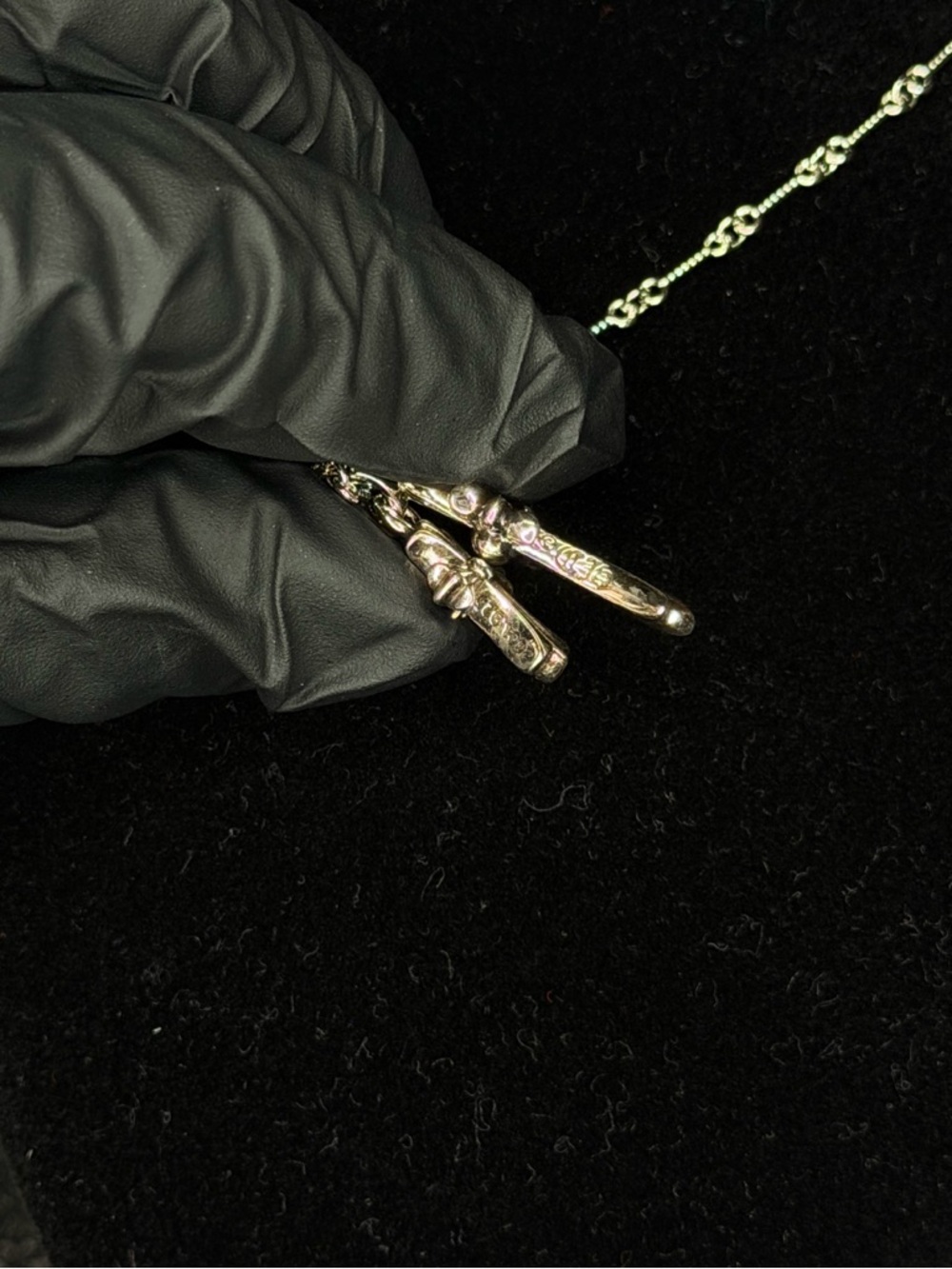 Chrome Hearts Pink Diamond Studded Double Floral Cross Unisex Necklace - Picture 4 of 6